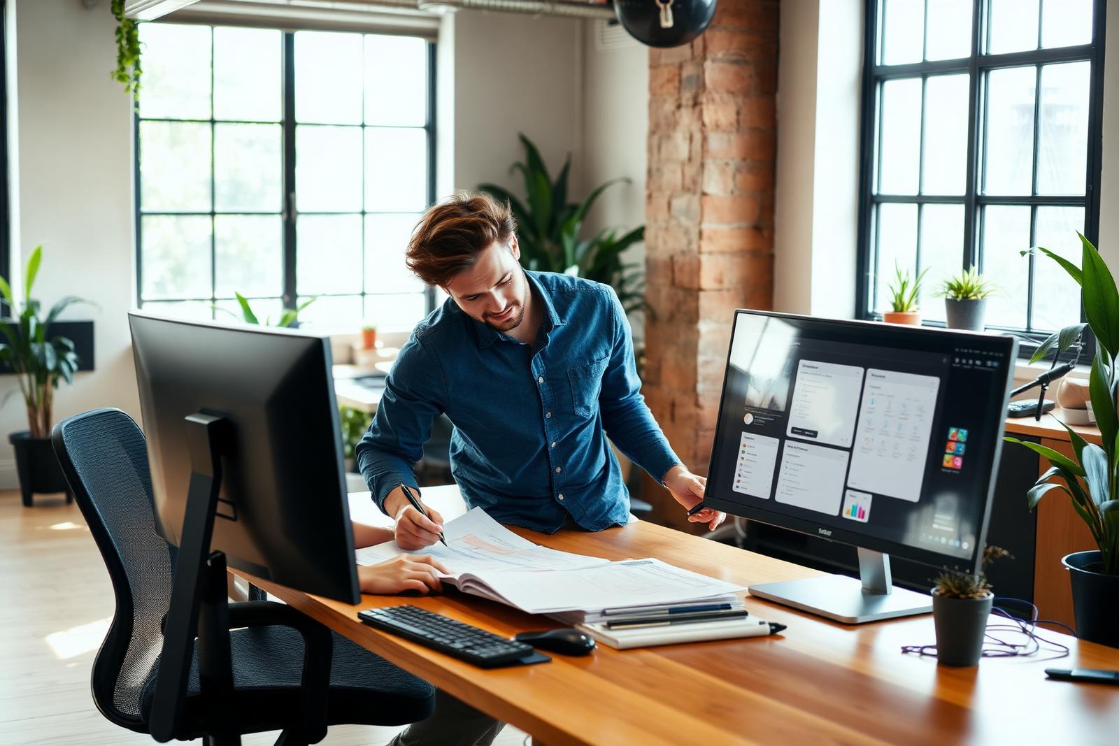 Product designer reviewing wireframes and prototypes