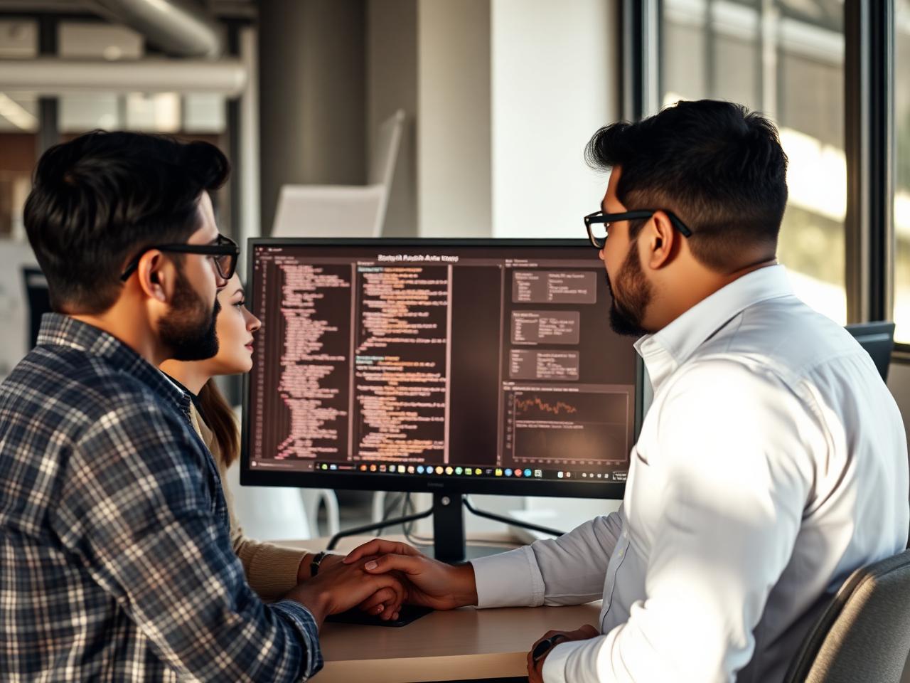Engineers pair-programming on a production system
